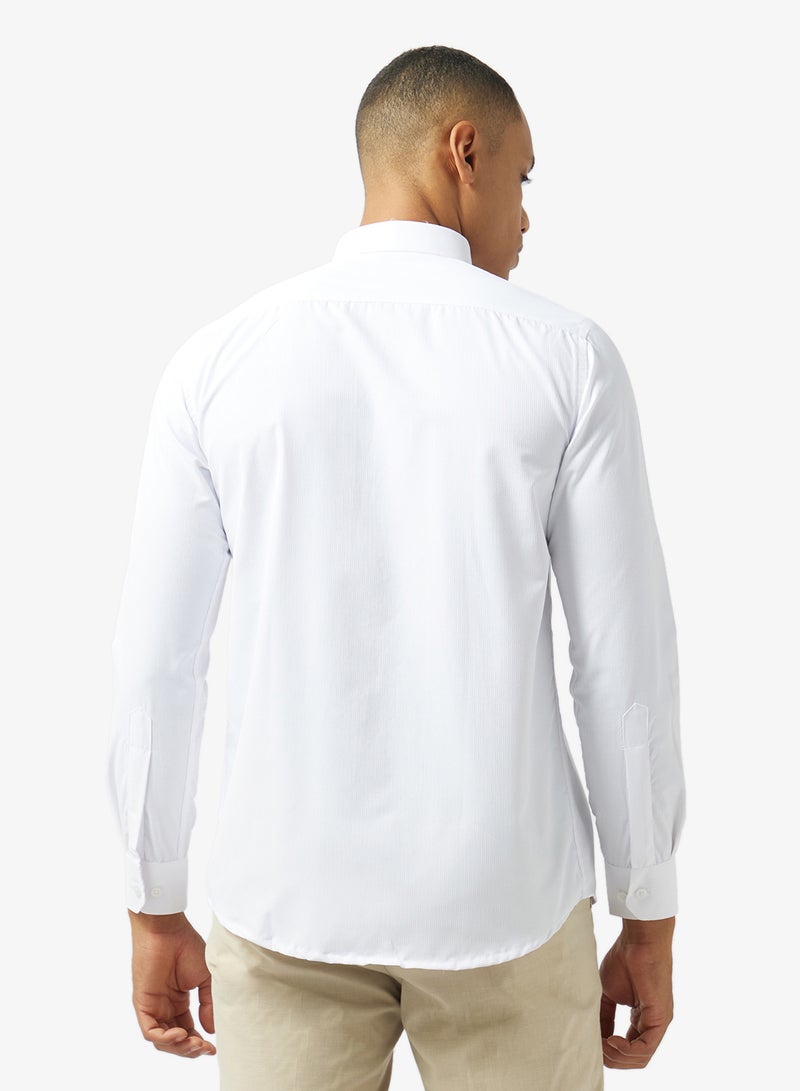 Robert Wood Mens 100% Cotton Self Weave Plain Shirt - Image 2