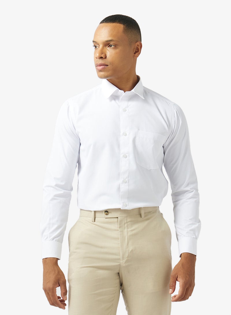 Robert Wood Mens 100% Cotton Self Weave Plain Shirt - Image 1