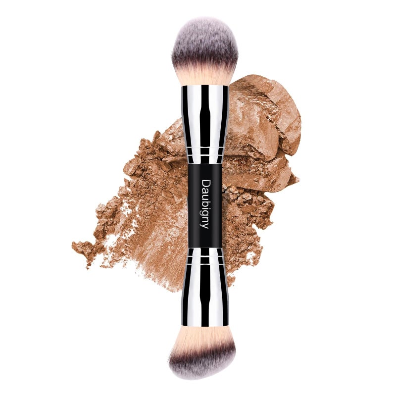 Daubigny Makeup Brushes Daubigny Dual-ended Rounded Foundation Brush Powder Brush Perfect for Any Look Premium Luxe Hair Rounded Taperd Flawless Brush Ideal for Liquid, Cream, Powder,Blending - Image 1