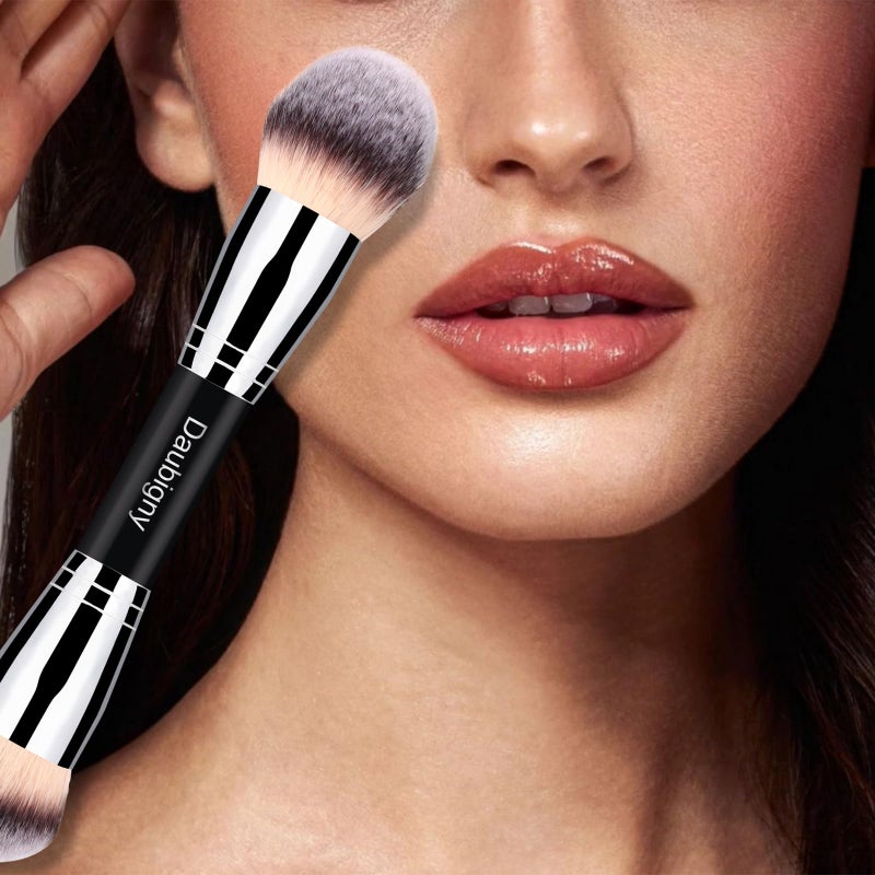 Daubigny Makeup Brushes Daubigny Dual-ended Rounded Foundation Brush Powder Brush Perfect for Any Look Premium Luxe Hair Rounded Taperd Flawless Brush Ideal for Liquid, Cream, Powder,Blending - Image 2