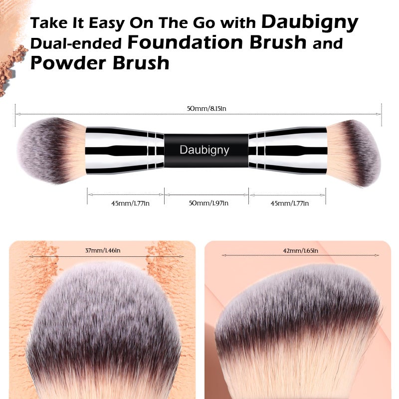 Daubigny Makeup Brushes Daubigny Dual-ended Rounded Foundation Brush Powder Brush Perfect for Any Look Premium Luxe Hair Rounded Taperd Flawless Brush Ideal for Liquid, Cream, Powder,Blending - Image 4