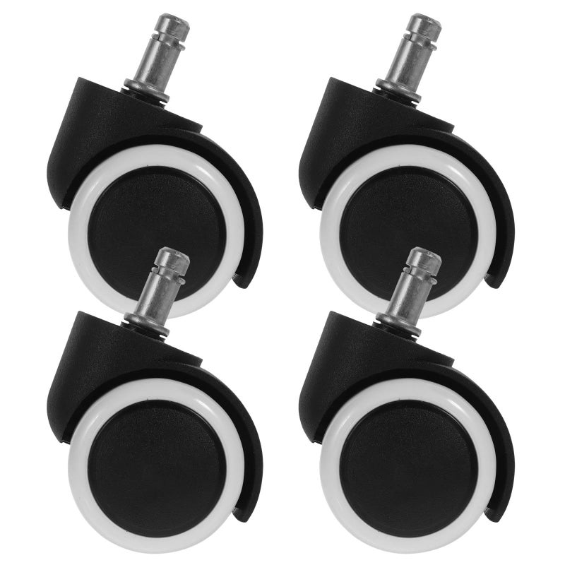 Snap Ring Stem Chair Casters 4 Pack 10mm Office Chair Wheel Replacement Black White - Image 2