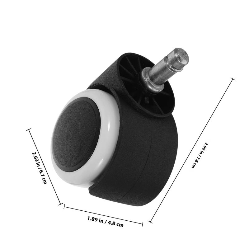 Snap Ring Stem Chair Casters 4 Pack 10mm Office Chair Wheel Replacement Black White - Image 3