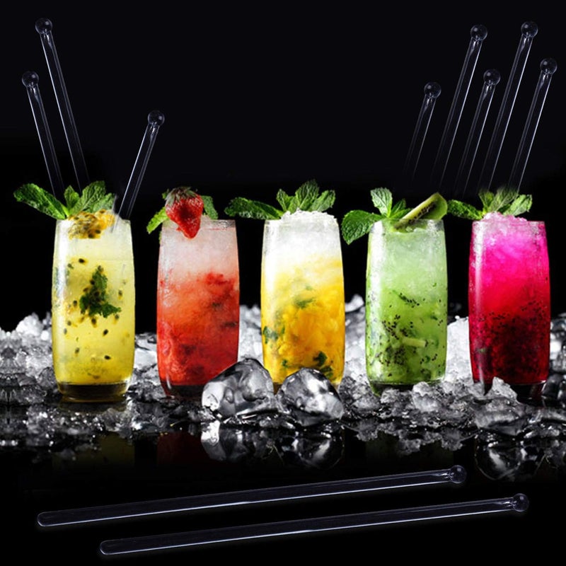 Aboat 120 Pieces 7.3 Inch Plastic Round Top Swizzle Sticks, Crystal - Image 4