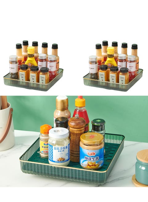 Cabinet Spice Rack,360° Rotating Lazy Susan for Kitchen, Pantry, Refrigerator Turntable Organizer,Space-Saving Rectangle Design