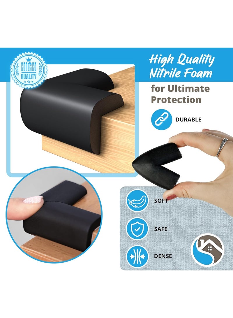 8-Pack Corner Protector Baby To Baby Proof Corners And Edges; Table Corner Covers Baby Safety, Soft Rubber Foam Cushion Corner Guards, Child Proofing Pads, Table Corner Protectors For Furniture, Black - Image 3