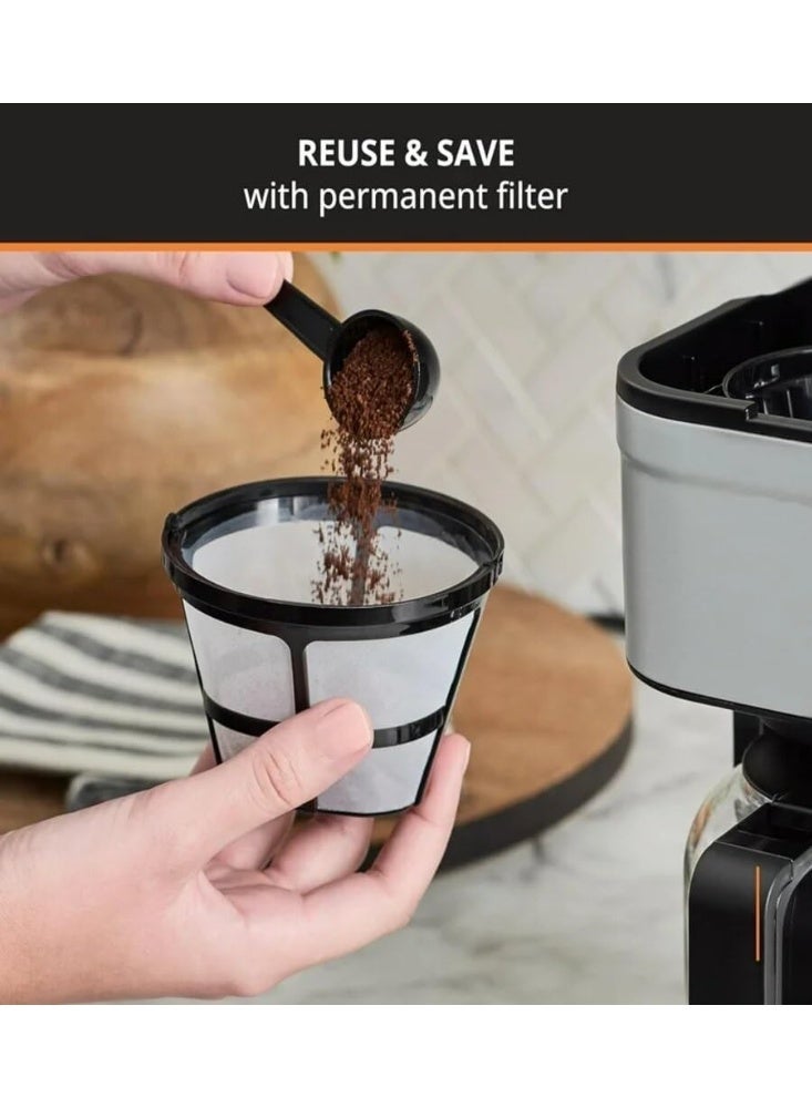Compact Single Serve Coffee Maker – Quick Brew Machine with One-Touch Button, Removable Filter & Stainless Steel Travel Mug – Ideal for Home, Office, Dorm or Travel Use  - Image 2