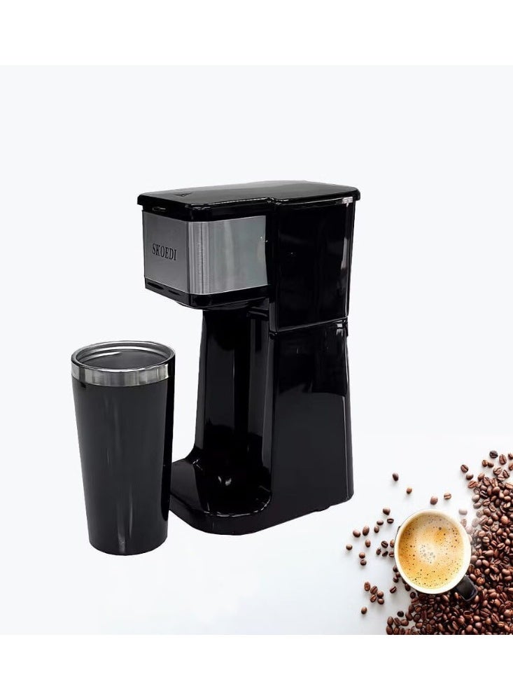 Compact Single Serve Coffee Maker – Quick Brew Machine with One-Touch Button, Removable Filter & Stainless Steel Travel Mug – Ideal for Home, Office, Dorm or Travel Use  - Image 5