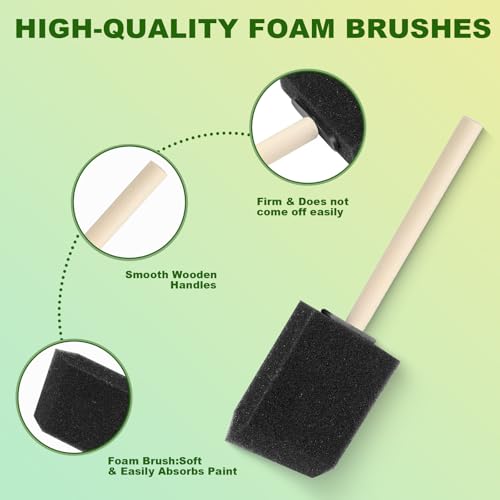 DMSVK 24 Pcs Foam Paint Brushes Set, 1'',2'',3'',4'', Sponge Paint Brush, Wooden Handles Foam Brush for Painting, Craft, Staining, Varnish, Touch Up, Art, Acrylics - Image 3