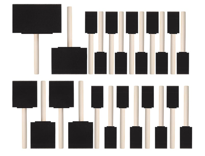 DMSVK 24 Pcs Foam Paint Brushes Set, 1'',2'',3'',4'', Sponge Paint Brush, Wooden Handles Foam Brush for Painting, Craft, Staining, Varnish, Touch Up, Art, Acrylics - Image 1