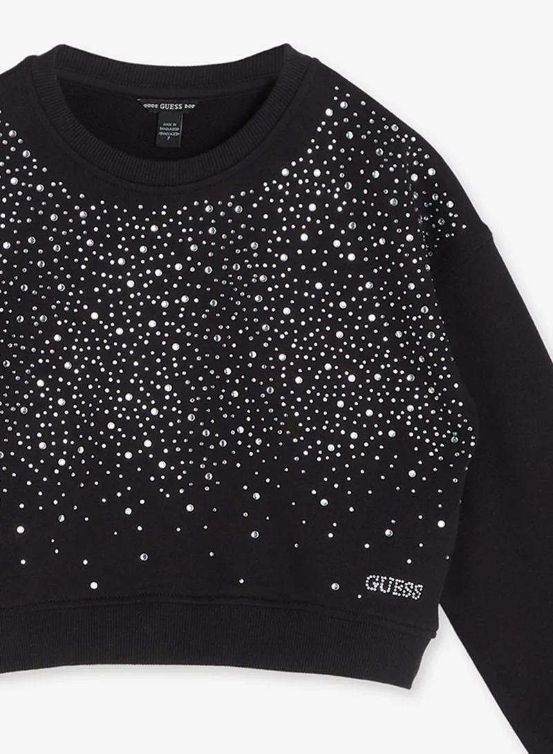 Guess Jet Black A996 Kids Oversize Long Sleeve Active Top for Women | Best Price UAE