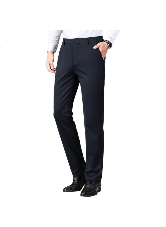 FIRS Men'S Slim Fit Spring Summer Ice Silk Casual Pants Business Straight Suit Trousers - Image 1