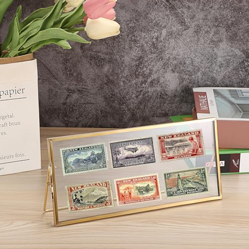 JUXYES Tabletop Business License Frame Brass License Certificate Display Frame, Double Glass Floating Diploma Frames, Desktop Golden Graduation Frames for 4x9 and 3.5x8.5 Certificate Business - Image 5