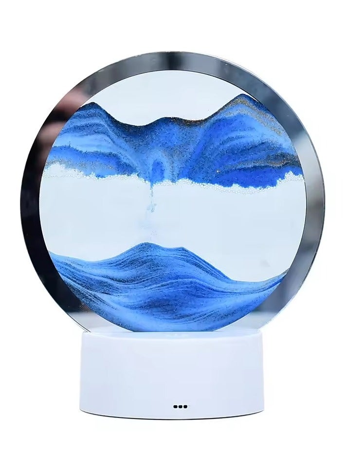 DubaiGallery صورة فن الرمل المتحرك زجاج دائري 3D منظر تحت البحر في حركة عرض رمل متدفق، ألعاب فنية كبيرة للأطفال، زينة مكتبية منزلية ومكتبية - Image 3