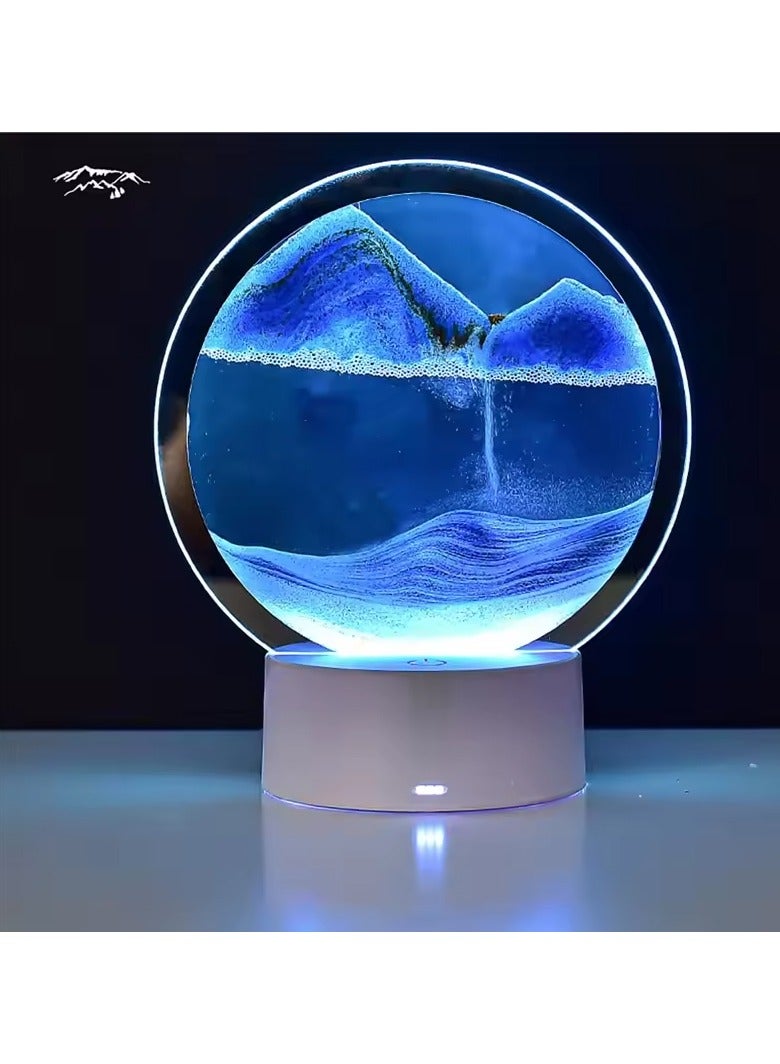 DubaiGallery صورة فن الرمل المتحرك زجاج دائري 3D منظر تحت البحر في حركة عرض رمل متدفق، ألعاب فنية كبيرة للأطفال، زينة مكتبية منزلية ومكتبية - Image 4