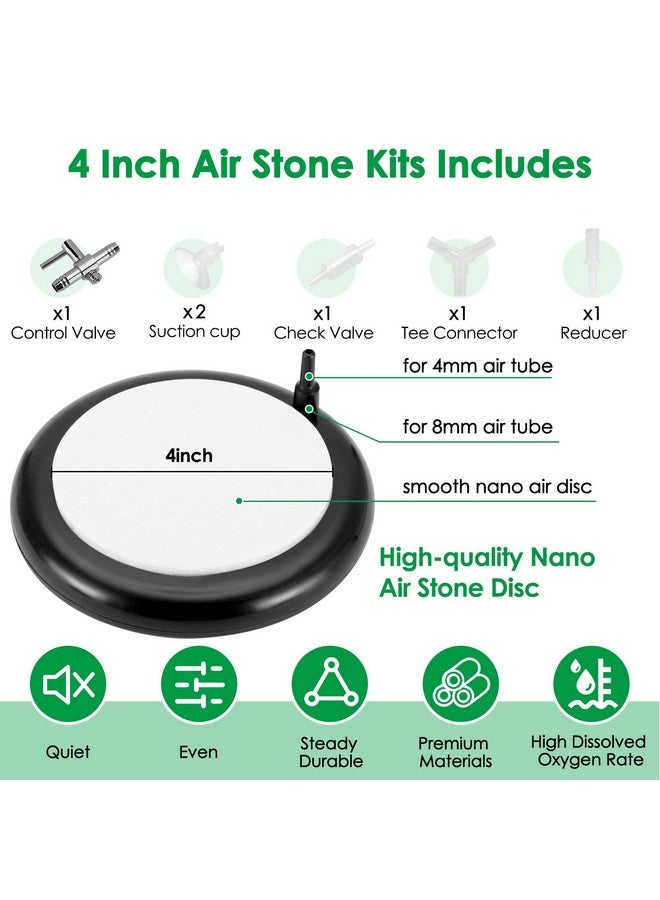 hygger Aquarium Air Stone Kit, Fish Tank Bubbler, Nano Furnace Flue Round Air Stone Disk Set for Hydroponics, Small Bubbles, Ultra-High Dissolved Oxygen Diffuser (4 Inch) - Image 2