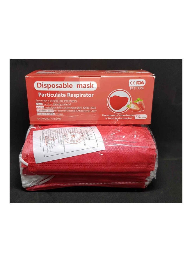 NIBEMINENT 50 Pieces Strawberry Aroma 3 Ply Disposable Face Mask - Image 2