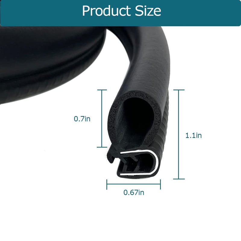 Tintvent Car Door Rubber Seal Strip with Side Large Bulb(26Ft), Automotive Weather Stripping, Edge Trim for Boats, Automobile, RVs, Trucks - Image 2