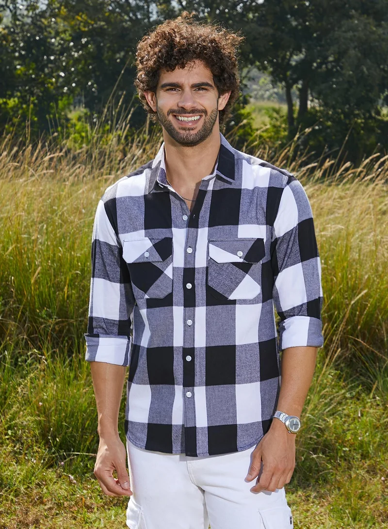 Campus Sutra Men's Prussian Blue Buffalo Utility Shirt