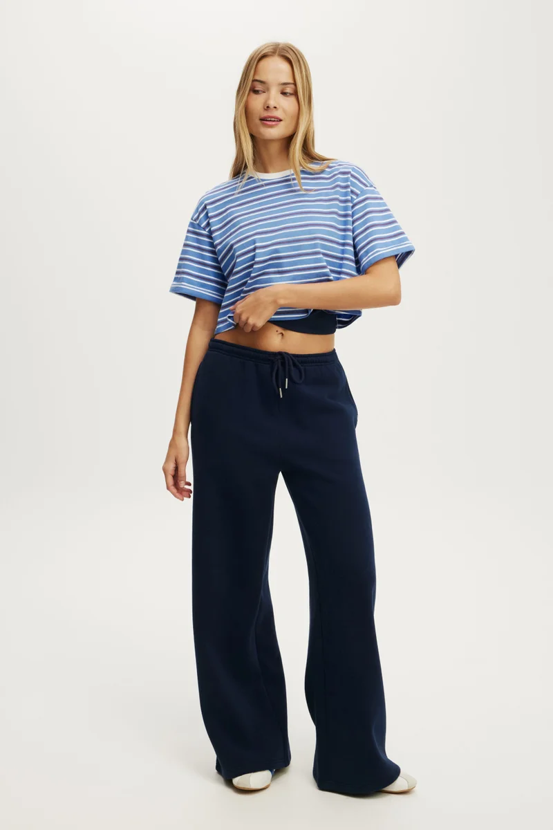بودي Plush Tie Waist Wide Leg Sweatpant