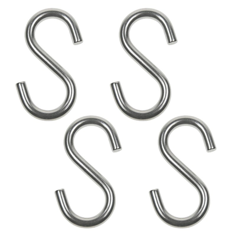 Wideskall 2"" Inch Heavy Duty Small Zinc Plated Steel S Shaped Type Utility Hooks Hanging Hooks Chrome (Pack Of 40) - Image 1