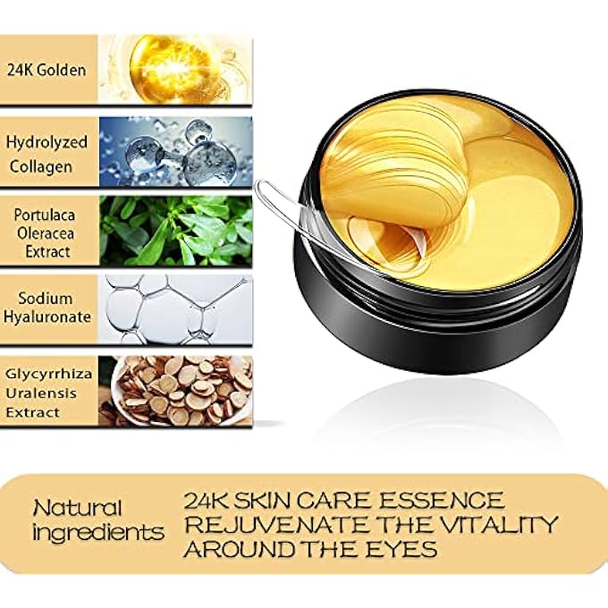 Wismee 30 Pairs 24k Gold Eye Mask Patches,Collagen Crystal Under Eye Mask Patches for Dark Circles,Puffiness & Wrinkles,Eye Bags,Anti-Aging,Firms Gel Eye Mask Patches for Puffy Eyes Adult, (Golden) - Image 3