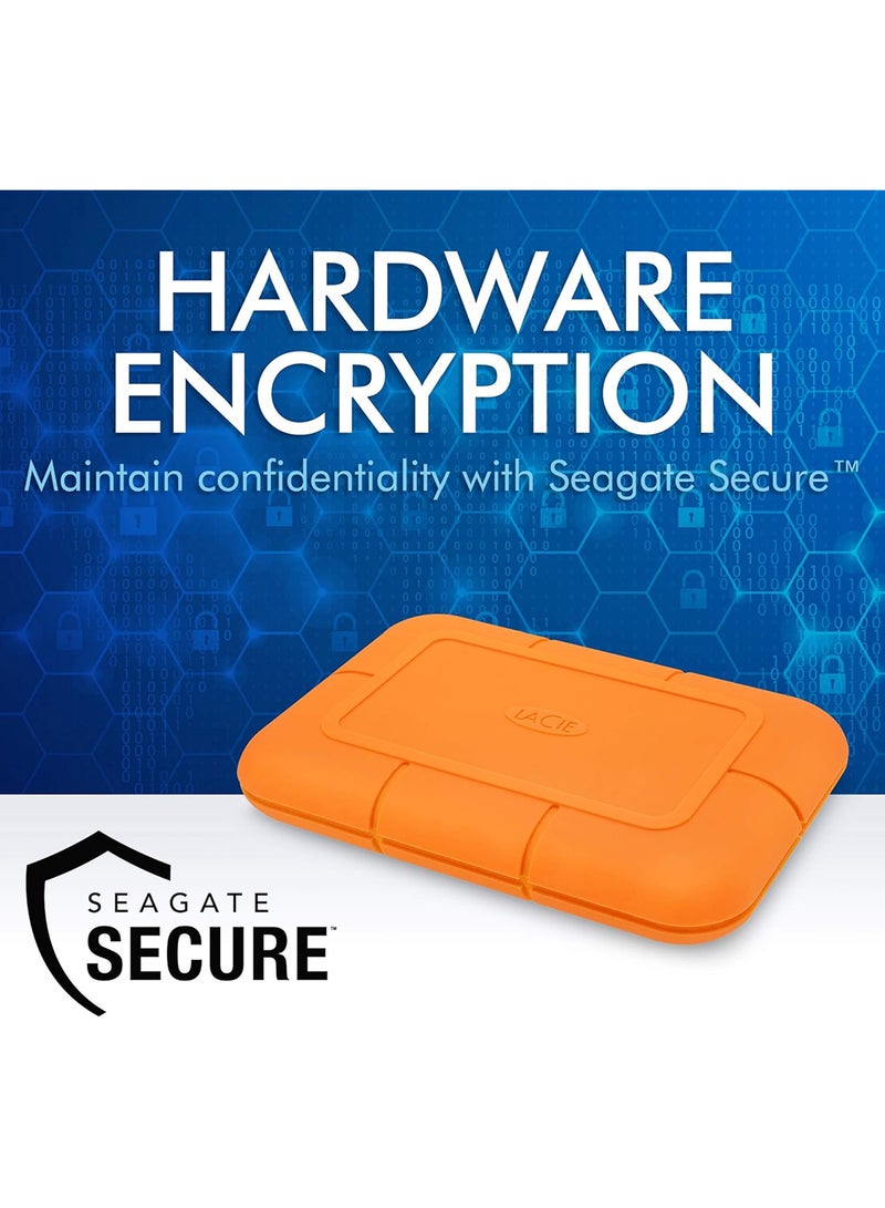 Seagate LaCie Rugged SSD 1TB Solid State Drive — USB-C USB 3.2 NVMe speeds up to 1050MB/s, IP67 Water Resistant, 3m Drop resistant, Encryption, 5-year Warranty with Data Recovery, 1 Mo Adobe CC 1 TB STHR1000800 1 TB - Image 4