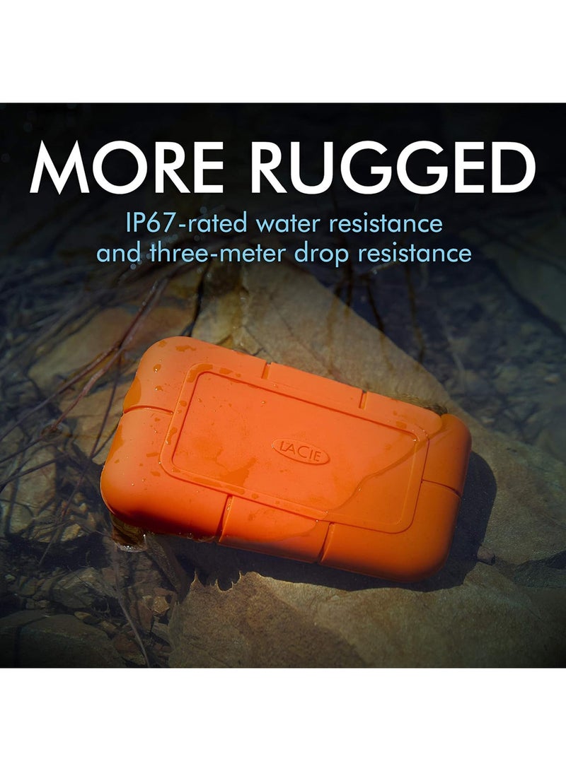 Seagate LaCie Rugged SSD 1TB Solid State Drive — USB-C USB 3.2 NVMe speeds up to 1050MB/s, IP67 Water Resistant, 3m Drop resistant, Encryption, 5-year Warranty with Data Recovery, 1 Mo Adobe CC 1 TB STHR1000800 1 TB - Image 3