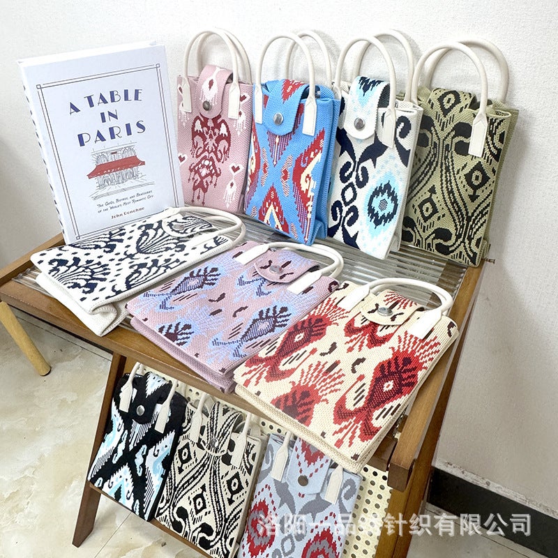 Xinjiang Ethnic Style Ediris Pattern Cloth Bag Handbag Knitted Bag Hand-Carrying Cultural And Creative Souvenir Crossbody Bag - Image 2