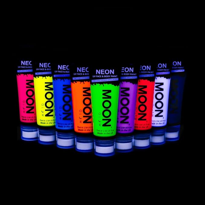 Moon Glow Supersize 75ml Neon UV Face Body Paint Intense Pink with sponge applicator