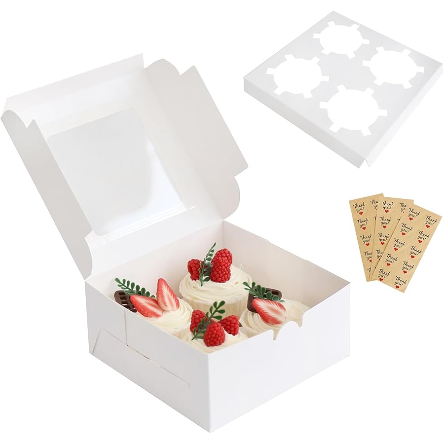 Arabest 30 Pcs Bakery Boxes with Clear Window, 6.3x6.3x3 Inches, Food ...