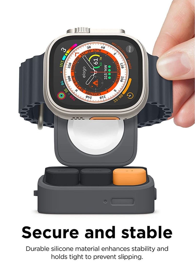 Elago W9 Stand for Apple Watch Charger Stand Compatible with Apple Watch Ultra 49mm, Series 8/7 (45mm), Series 6/SE/5/4 (44mm) - Dark Grey - Image 2