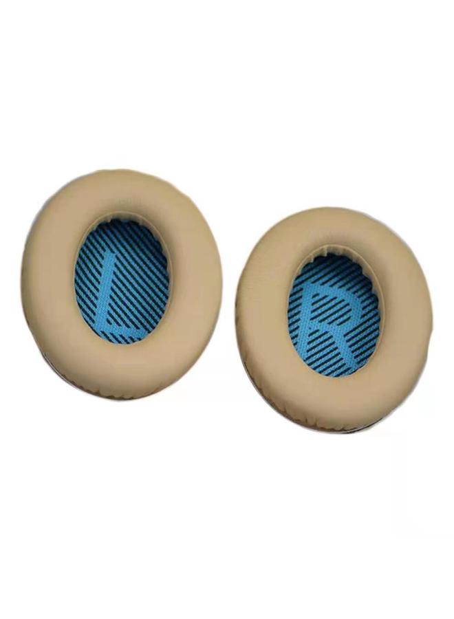 Doctor Qc35 Qc15 Qc25 Headset Ear Cushion Pullover Style Earphone Cover Ae2/i Sponge Leather Cover Real Protein Leather-Color:Beige With LR Blue Pad A Beat 2 For A Pair Of Belt Packaging - Image 1