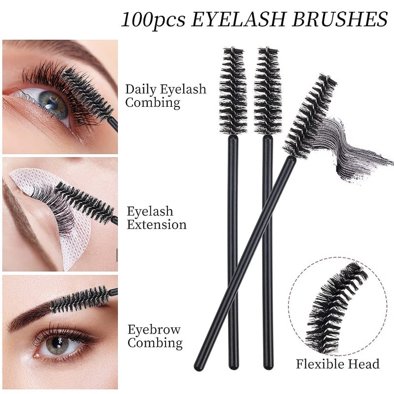 MyAoKuE-UP 100 Pack Mascara Wand Eyelash Brush Disposable Eye Lash Applicator Makeup Tool Kit (Black-Handle100pcs) - Image 3