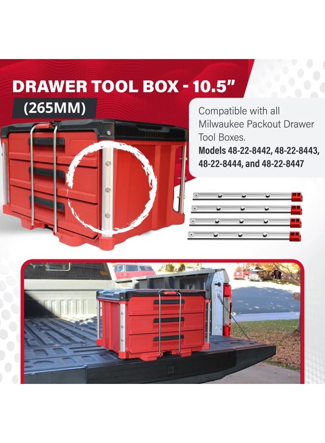 Alpha Engineered Alpha Rails - Alpha Engineered Threaded Rails Compatible with Milwaukee Packout Drawer Tool Boxes (10.4" (265mm) - Silver) - Image 2
