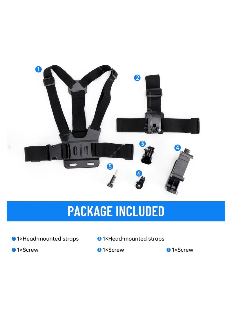 Mobile Phone Chest Strap Harness Mount Head Strap Holder Kit for POV/VLOG,Cell Phone Clip Compatible with iPhone,Samsung,GoPro Hero 9, 8,7, 6, 5, 4, 3,2, 1,AKASO,DJI Osmo,and Action Cameras - Image 3