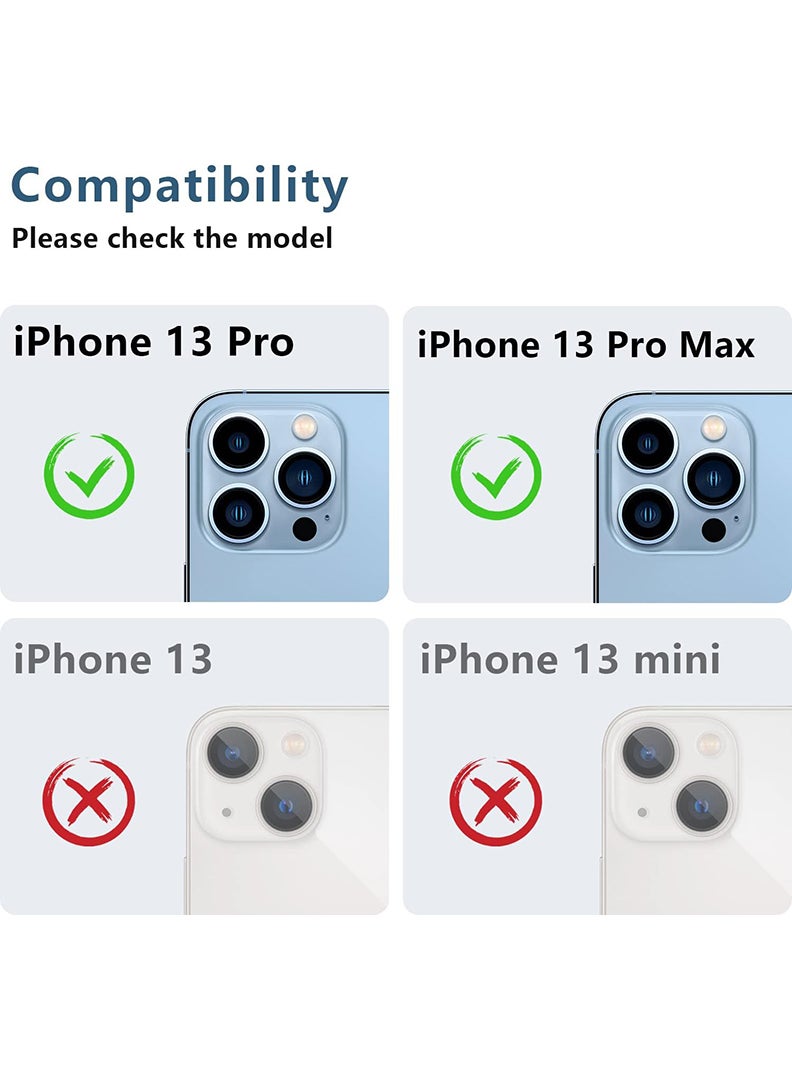 Theodor iPhone 13 Pro Max/ 13 Pro  Camera Lens Protector With 9H Tempered Glass Camera Ring Anti Scratch Metal Plate [Drop Protection], Case Friendly Camera Cover, Gold - Image 2