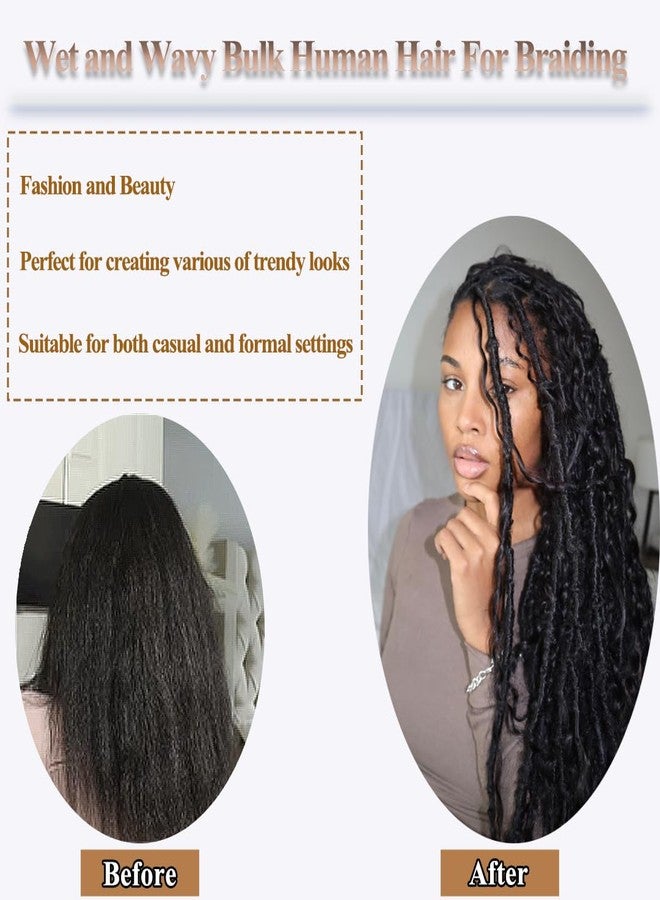 Y WIGS YWIGS Wet and Wavy Human Braiding Hair for Boho Braids 50G No Weft Virgin Human Hair Bulk Human Hair for Braiding 22inch - Image 4
