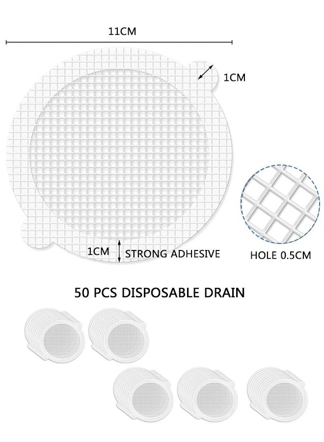 وهاواي 50 Pack Disposable Shower Drain Hair Catcher Mesh Stickers, Hair Catchers for Shower, Bathroom Catchers Drain Protector - Image 2