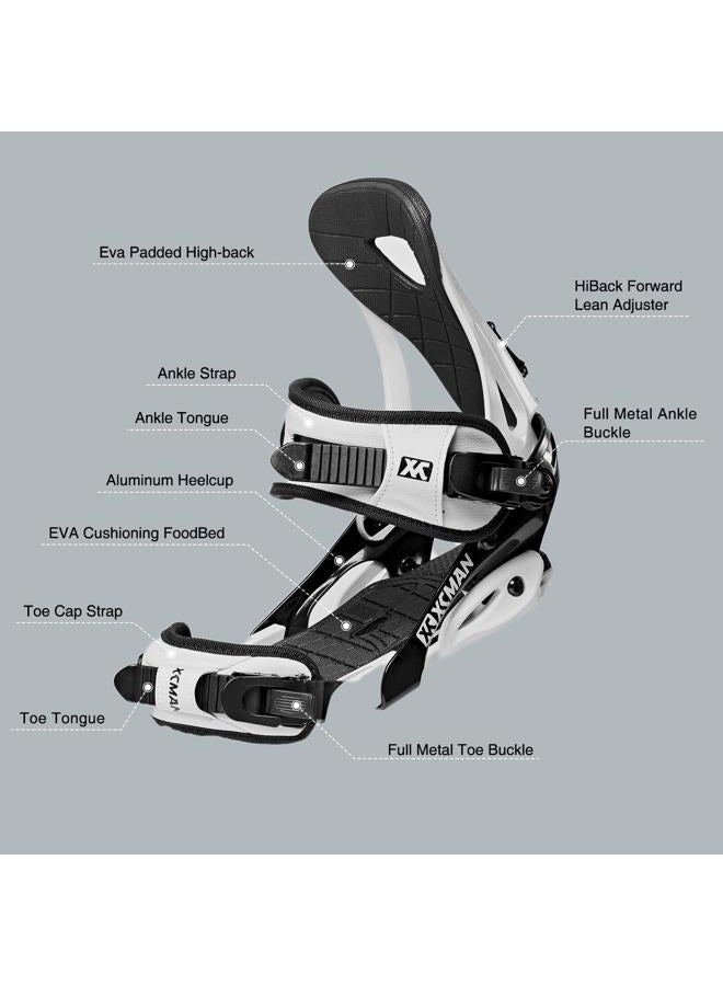 XCMAN Outdoors All-Mountain Snowboard Binding, Boot US Size 6-9 (Black White, L) - Image 2