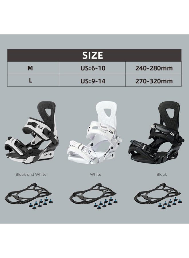 XCMAN Outdoors All-Mountain Snowboard Binding, Boot US Size 6-9 (Black White, L) - Image 3