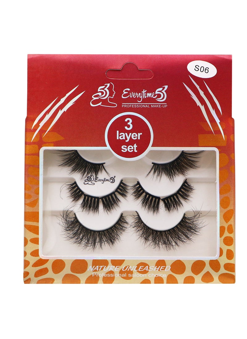 Everytime53 Women's 3 Layer Set Eye Lashes - S06 - Image 1