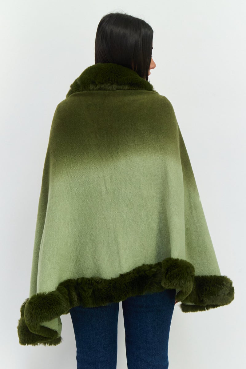 ADRIENNE VITTADINI Women Faux Fur Wraps, Olive Combo - Image 3