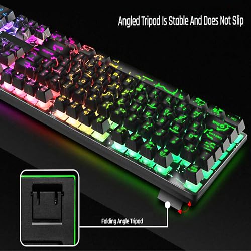 Guiheng Wired Crack Rainbow Gaming Keyboard, 104 Keys Light Up Mechanical Feeling Computer Keyboard for Windows, Laptop, PC Gamers Office Device, Travel, Easy to Carry on Business Trip,Woking(Black) - Image 3