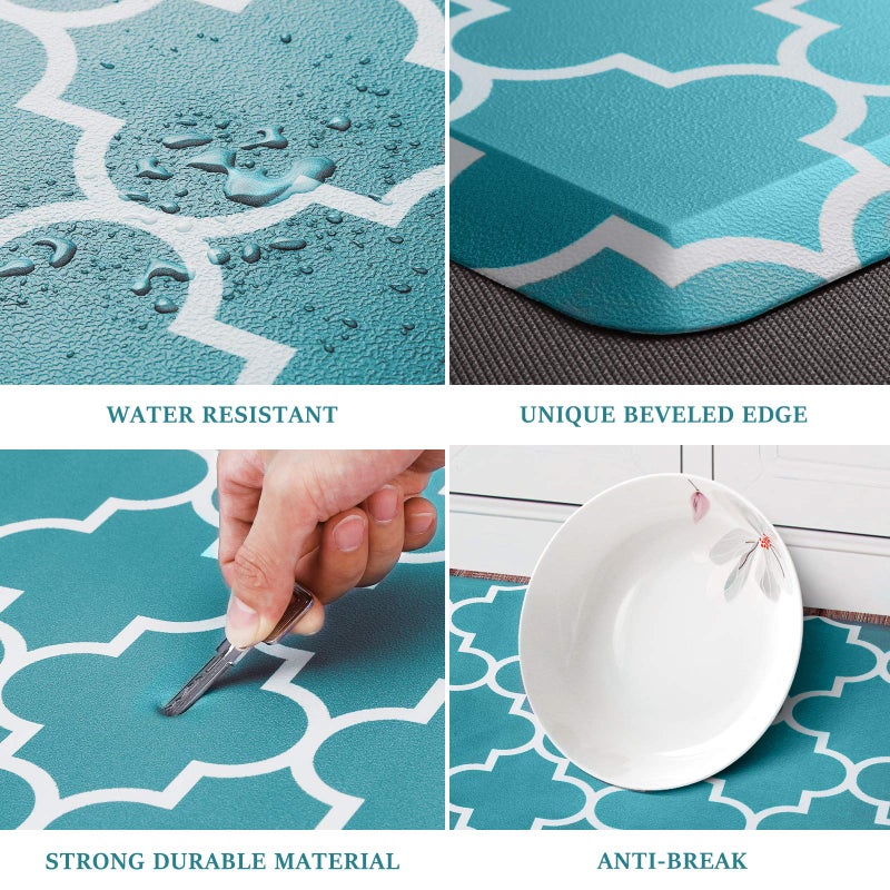 WISELIFE Kitchen Mat Cushioned Anti-Fatigue Kitchen Rug,17.3"x 28",Non Slip Waterproof Kitchen Mats and Rugs Heavy Duty PVC Ergonomic Comfort Mat for Kitchen, Floor Home, Office, Sink, Laundry, Green - Image 4