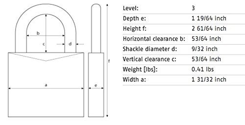 أباس قفل أبوس 78/50 Kc ذو قرص دوار بقطر 2 بوصة مع مفتاح تحكم، أسود - Image 4