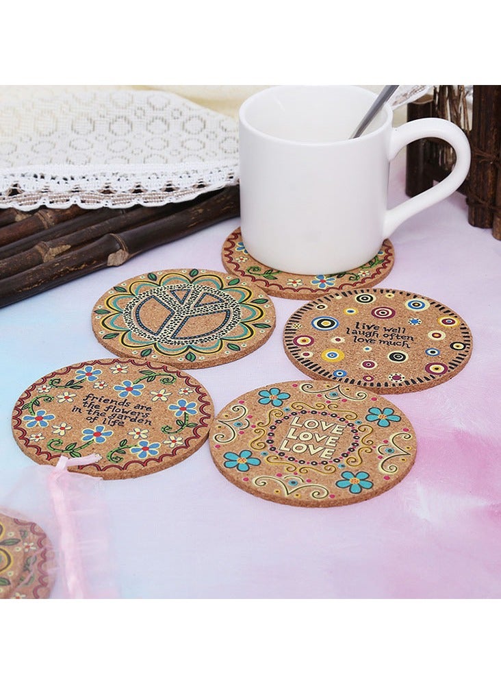 4pcs Heat Resistant Natural Cork Coasters and Placemats - Absorbent and Reusable for Cold Drinks, Wine Glasses, Plants, Cups, and Mugs  - Image 1