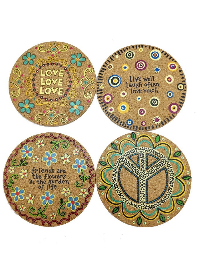 4pcs Heat Resistant Natural Cork Coasters and Placemats - Absorbent and Reusable for Cold Drinks, Wine Glasses, Plants, Cups, and Mugs  - Image 2