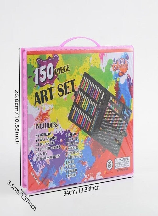 Corslet 150 Pieces Art Set for Kids with Case, Art and Craft Supplies Kit for Drawing and Painting, Color Set with Markers, Water Colors, Brush, Color Pencils, Crayons Pack of 1 - Image 3