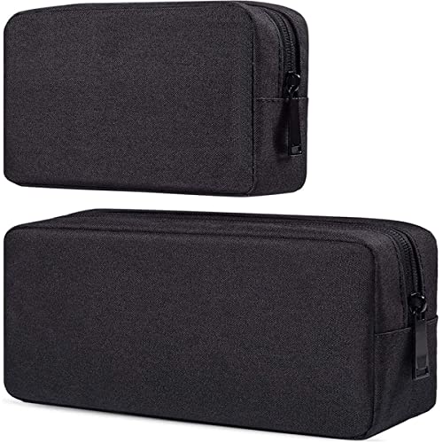 dealcase Canvas Waterproof Universal Electronic Accessories Organizer for Power Bank,Charging Cords,Chargers,Mouse,USB Cable,Earphones and More Out-going, Business Travel Gadget Bag,Black(Small+Big) - Image 1